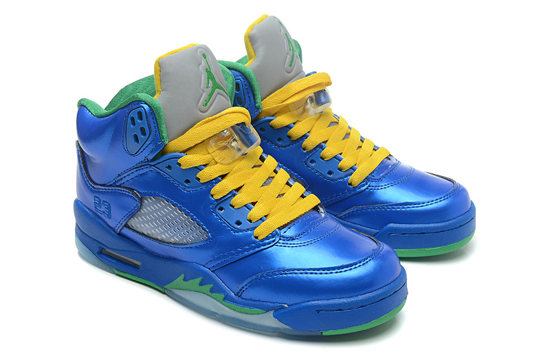 Air Jordan 5 Mens Shoes Blue/Green/Yellow Online